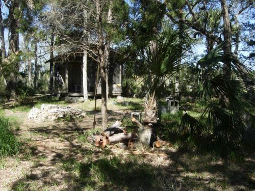 Primitive cabin in camp area